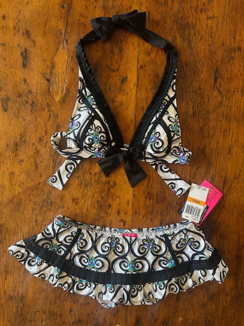 Vintage Betsey Johnson Skirted Bikini Set